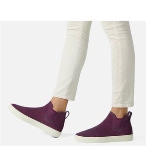 ROTHY’S Chelsea Lattice Stitch Knit High Top Hi-Top Sneakers Ankle Berry…